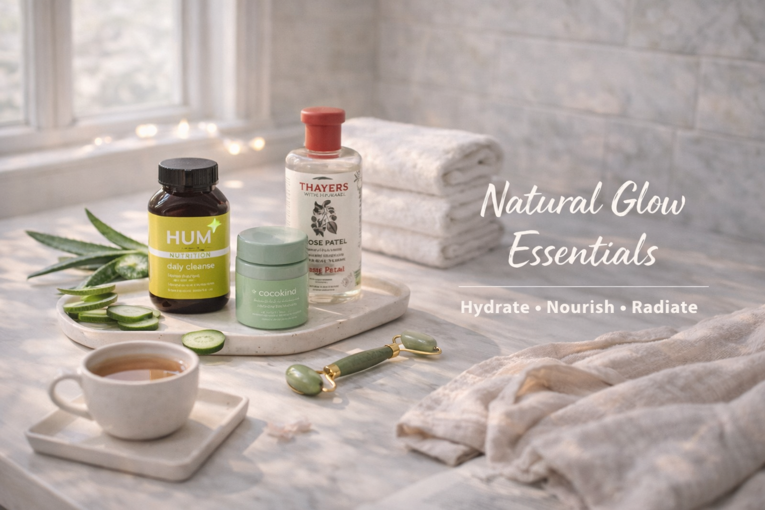 Natural Glow Health & Beauty Essentials (HUM Nutrition, Cocokind & Thayers Toner)